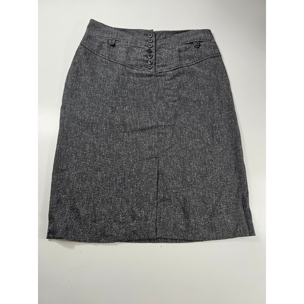 Larry Levine stretch twill grey black white skirt sz 8 career ^